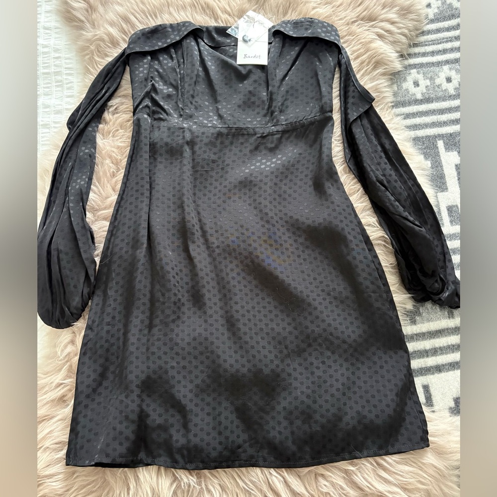 NEW Bardot Black Cocktail Dress with Attached Off the Shoulder Long Sleeves